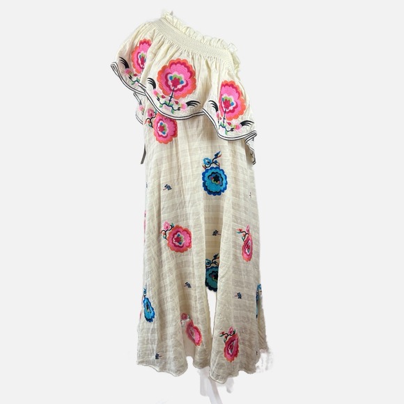 NWT! Anthropologie Plenty by TRACY REESE Cream Floral One Shoulder Maxi Dress XL - Picture 2 of 9